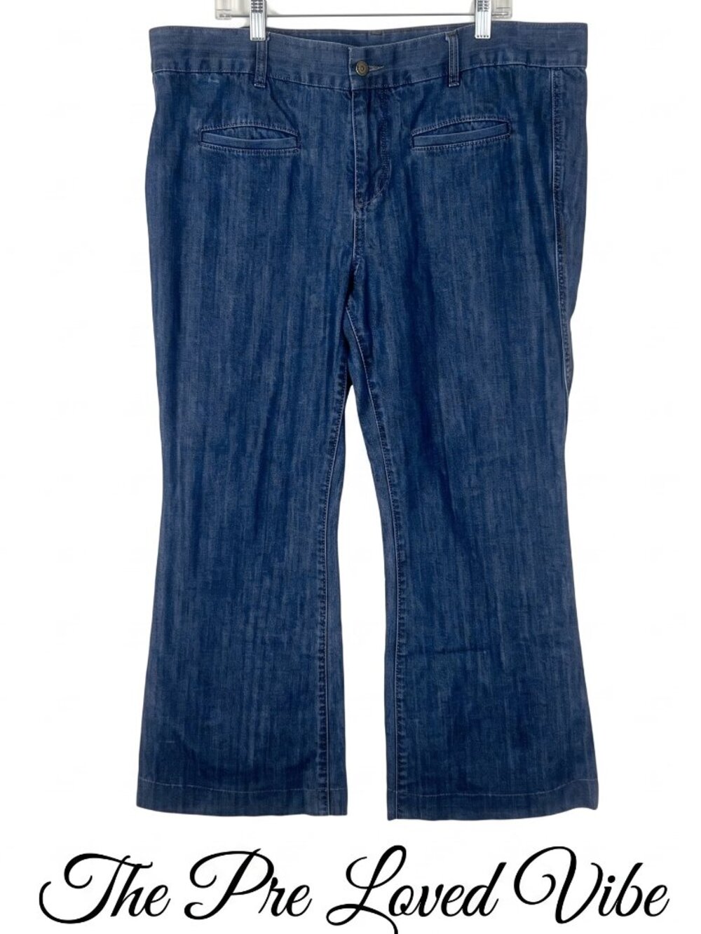 Old Navy Womens Blue Denim High-Rise Stretch Classic Retro Flare Jeans Size 18
